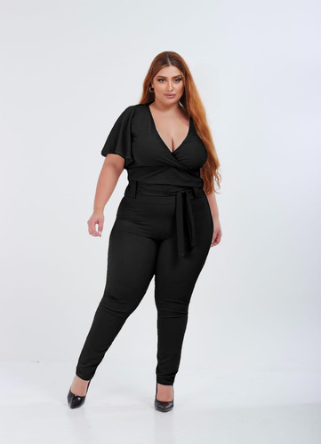 093 Conjunto Em Crepe Plus Size Elegância E Conforto 46 O 54