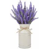 Lesen Jarrón Decorativo Con Flores Artificiales De Lavanda, 