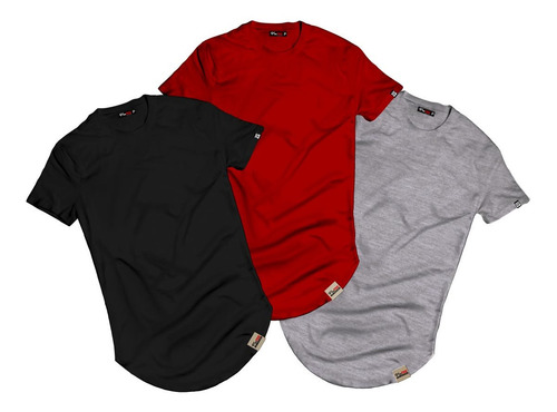 Kit 3 Camiseta Pintee Camisa Longline Lisa 100% Algodão Prem