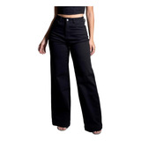 Calça Feminina Sawary Jeans Wide Leg Preta Com Lycra 275028