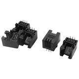 Uxcell 5pcs Rj11 Pcb Monte Negro Jack Modular 6p6c Teléfono 