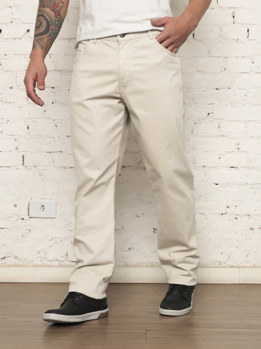 Calça Jeans Masculina Sarja Casual Bege Premium
