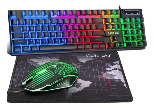 Chonchow Mouse Y Teclado Rgb, Usb, Led, Retroiluminado Gamer