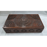 Lindisima Caja Madera Tallada Mandala Firmada Boasso B35