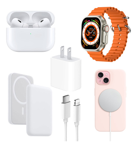 5kitcargador Inalámbrico Magsafe iPhone+audífonos+smartwatch