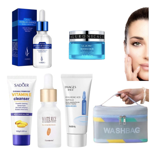 Kit Skincare Rutina Facial 5 Productos + Cosmetiquera Regalo