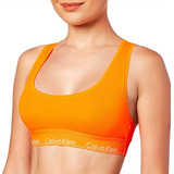 Calvin Klein Bralette Top Naranja Neon Con Logo Original