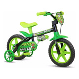 Bicicleta  Urbana Infantil Nathor Black   12 Freios Tambor Cor Preto/verde Com Rodas De Treinamento