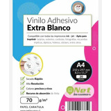 Vinilo Adhesivo Extra Blanco Imprimible A4 Pack 20hojas