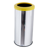 Lixeira Inox Aro Plástico 25 Litros Cesto De Lixo Reciclável Cor Amarelo