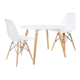 Juego De Comedor Mesa Redonda 90cm + 2 Sillas Eames