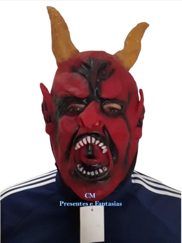 Mascara De Diabo Demônio Lúcifer C/ Chifres Acessório