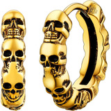 Pendientes De Aro Huggie Para Hombre, Aros De Calavera Punk 