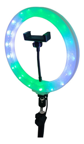 Aro Led Doble  (30cm) + Tripode (210cm) Con Soporte Celular Color De La Estructura Negro Color De La Luz Rgb