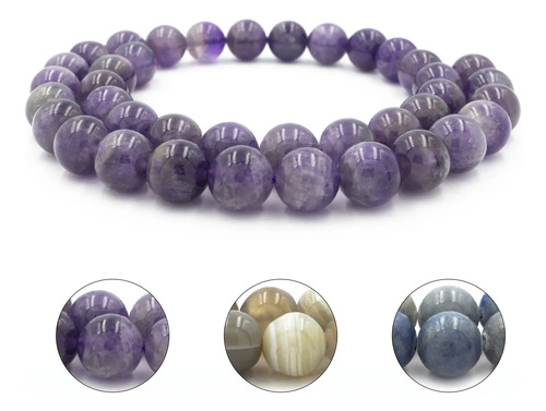 Piedra Natural 1 Hilo 10mm Colores Bola Lisa Pulseras Collar