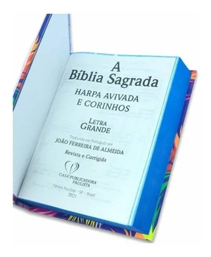 Bíblia Sagrada Letra Grande Com Harpa Leão Aquarela 