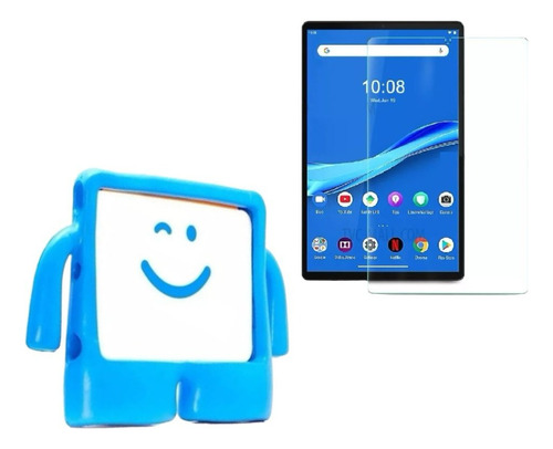 Forro Protector Funda Antigolpe Niños + Vidrio Para Tablet 