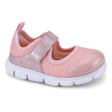 Tênis Infantil Feminino Bibi Energy Baby New Rosa Com Velcro