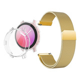 Kit Pulseira + Pelicula + Case Para Galaxy Watch Active 2 44 Cor Gold - Transparente Largura 20 Mm