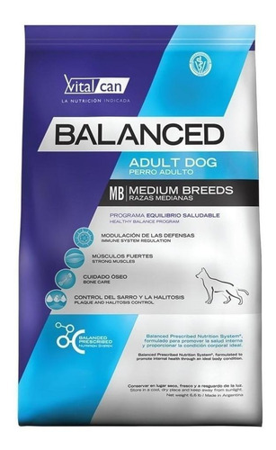 Alimento Vitalcan Balanced Perro Adulto De Raza Mediana 3 kg
