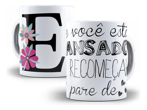 Caneca Evangélica Alfabeto De A A Z Frase Letra E + Caixinha