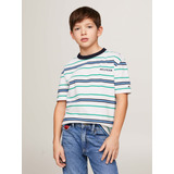 Playera Blanca De Rayas Tommy Hilfiger De Niño