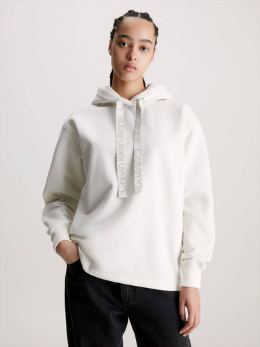 Sudadera Calvin Klein Jeans Oversized De Mujer Blanco