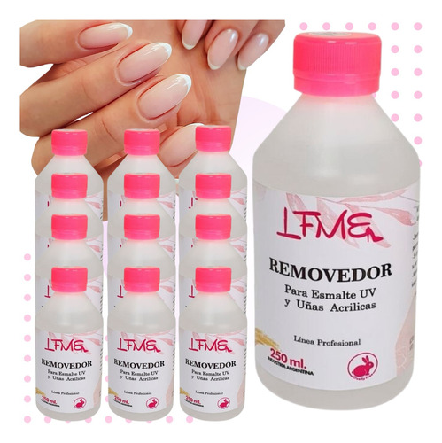 Removedor De Acrilico Y Esmalte Uv 250ml 12 Unidades Lfme