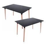 Kit 2 Mesas Eames Restaurant Cafeteria Vintage Minimalista Color Negro