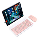 Teclado Mouse Bluetooth Rosa Para Tablet Samsung iPad Lenovo Xiaomi Tambien Compatible Con Notebook O Celulares