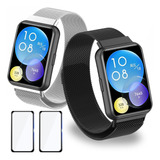 2 Correas Metal Compatible Con Huawei Watch Fit 2 + 2 Micas