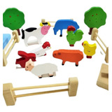  Animalitos De Granja Madera Didactico Montessori Dramatizac