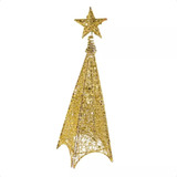 Árbol Navidad Pirámide Con Luces Led Y Estrella Gris-dorado