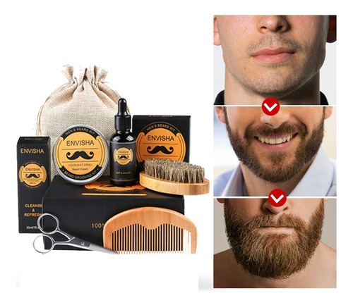 Set De Cuidado De Barba Cepillo De Barba De Cera Para Barba