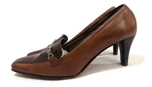 Zapato De Cuero Marca Pollini N*38 Café