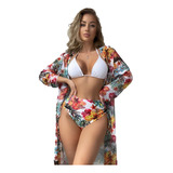 2023 Mujer Verano Kimono Beach Outing Set + Bikini