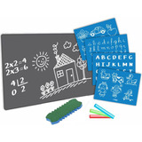 Kit Com Lousa + Giz + Apagador + Cartelas Desenhos Infantil 