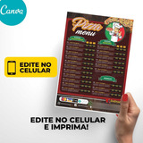 Menu Cardápio Para Pizzaria Edite E Imprima Fácil - Mod: 05