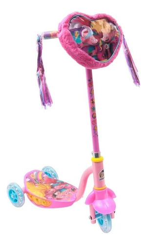 Patin Del Diablo Scooter Con Luz Led Trolls Ajustable Rosa