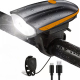 Luz Bocina Bicicleta Delantera Foco Carga Micro Usb