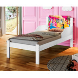 Cama Infantil Solteiro Adesivada Princesas - Branco