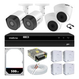 Kit Cftv 4 Cameras Intelbras 1120 Dvr Mhdx 1204 4ch Hd 500g