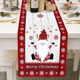 Christmas Gnome Table Runner Dwarf Listrado Algodão E Linho