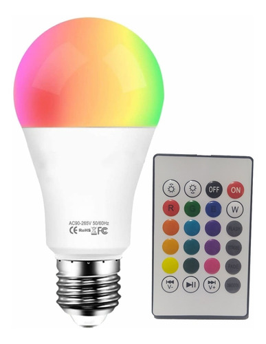 Lampara Rgbw Led 16 Colores Control Remoto Efectos