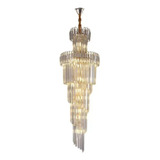 Lustre Longo Em Espiral De Cristal Luxo Nitrolux