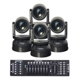 4 Moving Head Beam Rgbw 100w 7gobo + Mesa Dmx