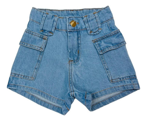 Short Jeans Cargo Infantil Moda Blogueirinha Novidade Verão