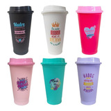 20 Vaso Reutilizable Tipo Starbucks Mug Tapa Colores Pastel