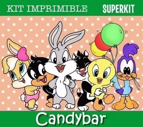 Kit Imprimible Looney Tunes Bebes   Fiesta Candybar Toons