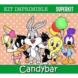 Kit Imprimible Looney Tunes Bebes   Fiesta Candybar Toons